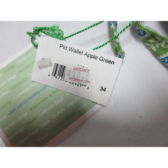 Vera Bradley Retired "GREEN APPLE" White Daisies Floral Tri Fold Wallet GIFT - Picture 2 of 7